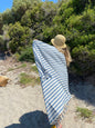 Girit Blue Cotton Linen Towel - Bath Beach Towel 37'' x 73'' (90 cm x 180 cm) - Towels