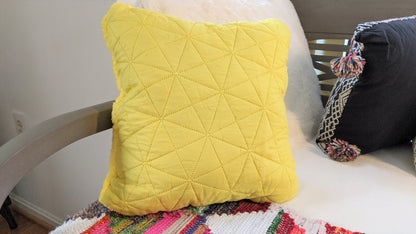DaDa Bedding Hand-Made Tuscan Sun Yellow Sherpa Backside Quilted Throw Pillow - 18" x 18" - - Throw Pillows