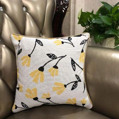 DaDa Bedding Yellow Fleur Floral Botanical Spring Tapestry Throw Pillow Cover, 16" x 16" (18112) - - Throw Pillow Covers
