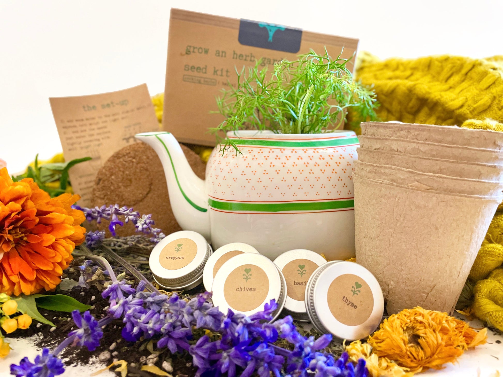 Build Your Own Custom Growing Gift Box with Garden Kit, Plant Kit, Organic Tea & Meditation Card of Your Choice - - Gift Box