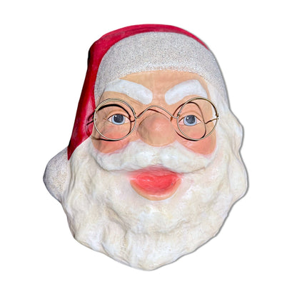 Retro Paper Mache Santa Face Wall Mount - - Christmas