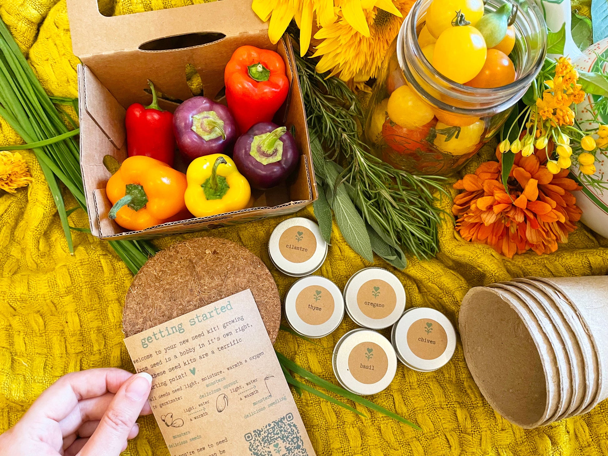 Build Your Own Custom Growing Gift Box with Garden Kit, Plant Kit, Organic Tea & Meditation Card of Your Choice - - Gift Box