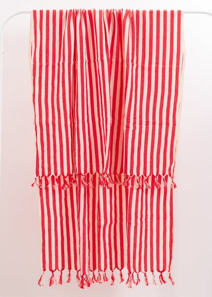 Girit Red Cotton Linen Towel - - Towels
