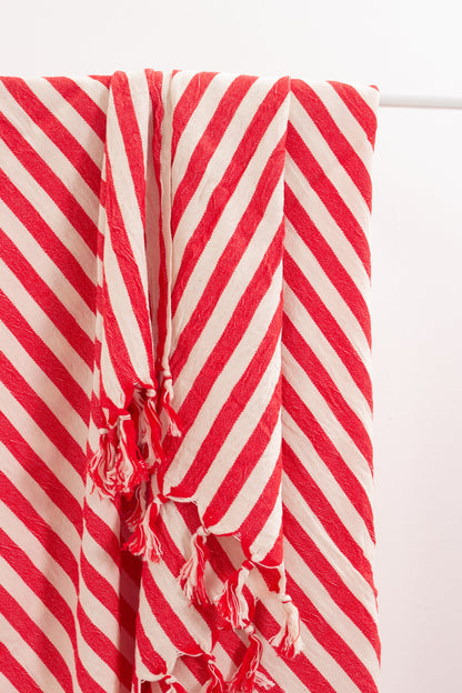 Girit Red Cotton Linen Towel - - Towels