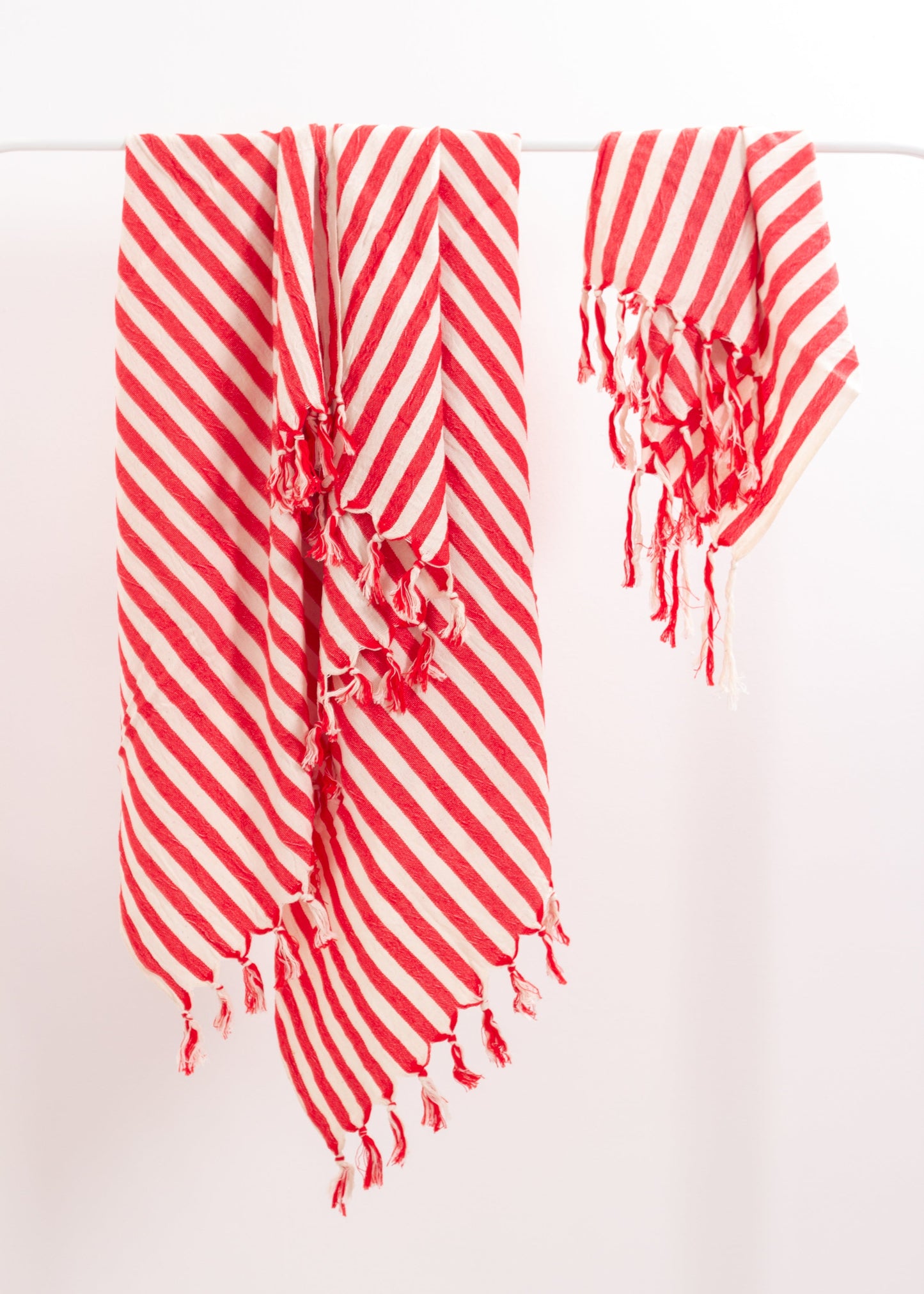 Girit Red Cotton Linen Towel - - Towels