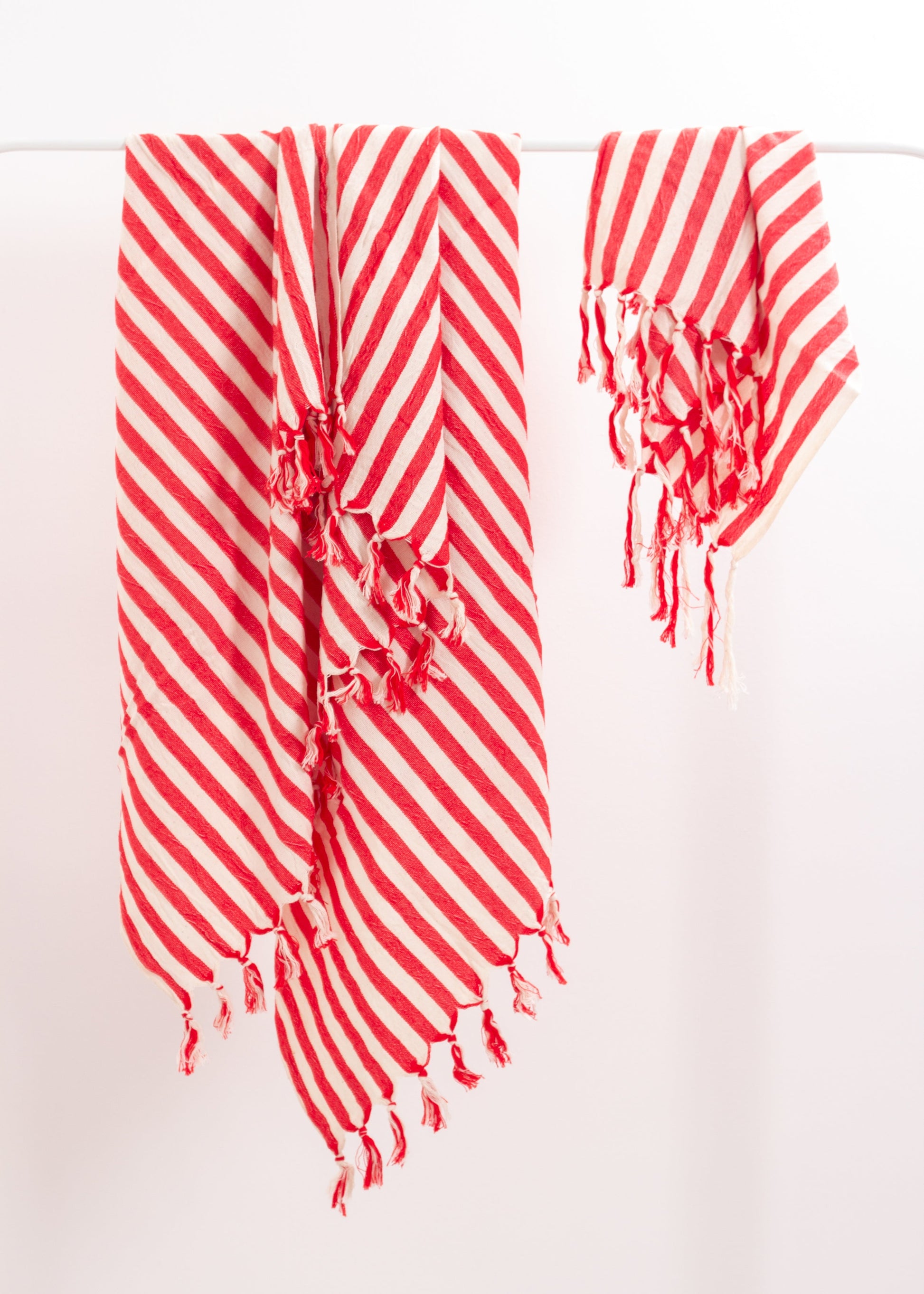 Girit Red Cotton Linen Towel - - Towels
