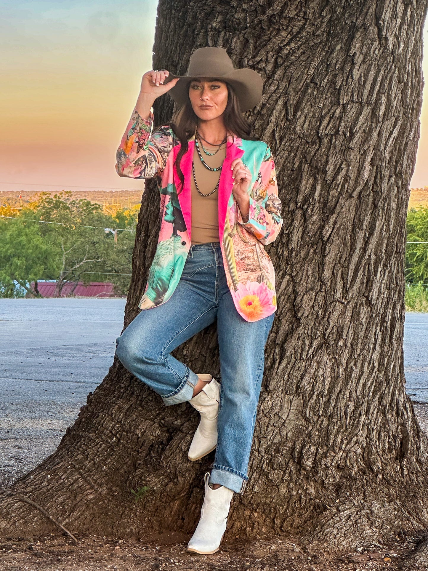 Baha Ranch Retro Pop Western Pop Cowgirl Blazer - - Jackets & Blazers