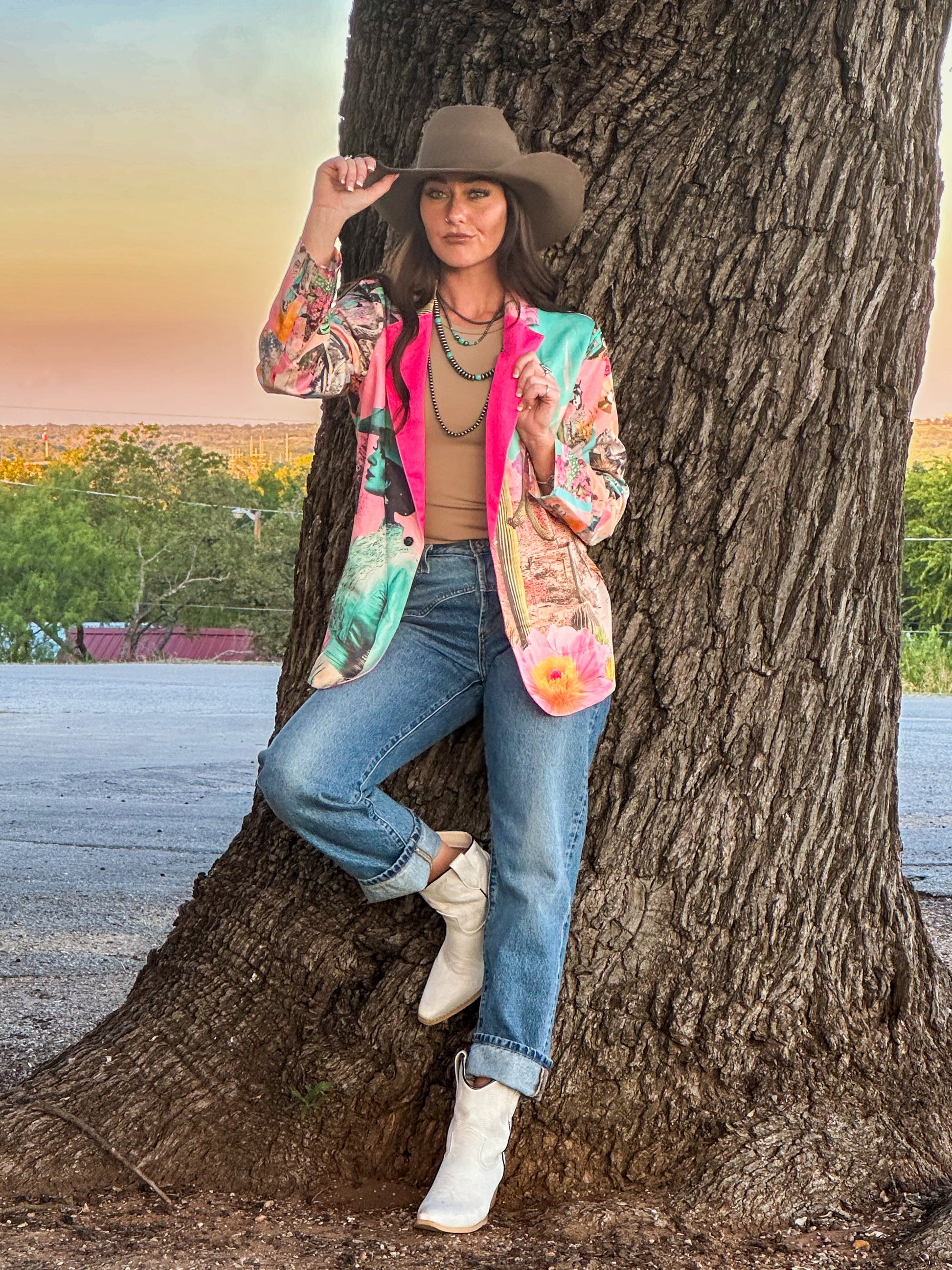 Baha Ranch Retro Pop Western Pop Cowgirl Blazer - - Jackets & Blazers