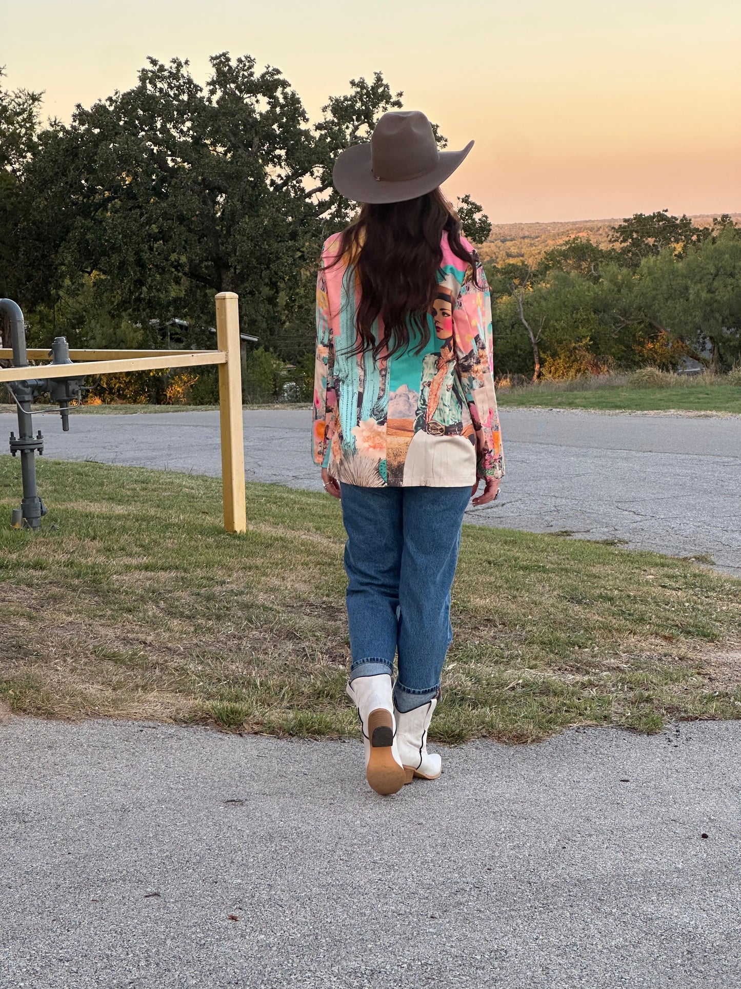 Baha Ranch Retro Pop Western Pop Cowgirl Blazer - - Jackets & Blazers