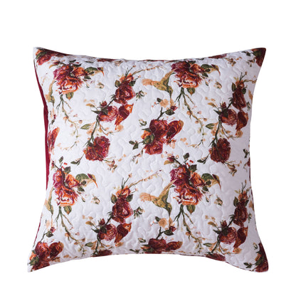 Tache Floral Hummingbirds Burgundy White Vintage Rose Garden Cushion Covers / Euro Sham (SD-7676) - 26 x 26 - Euro Sham / Cushion Cover