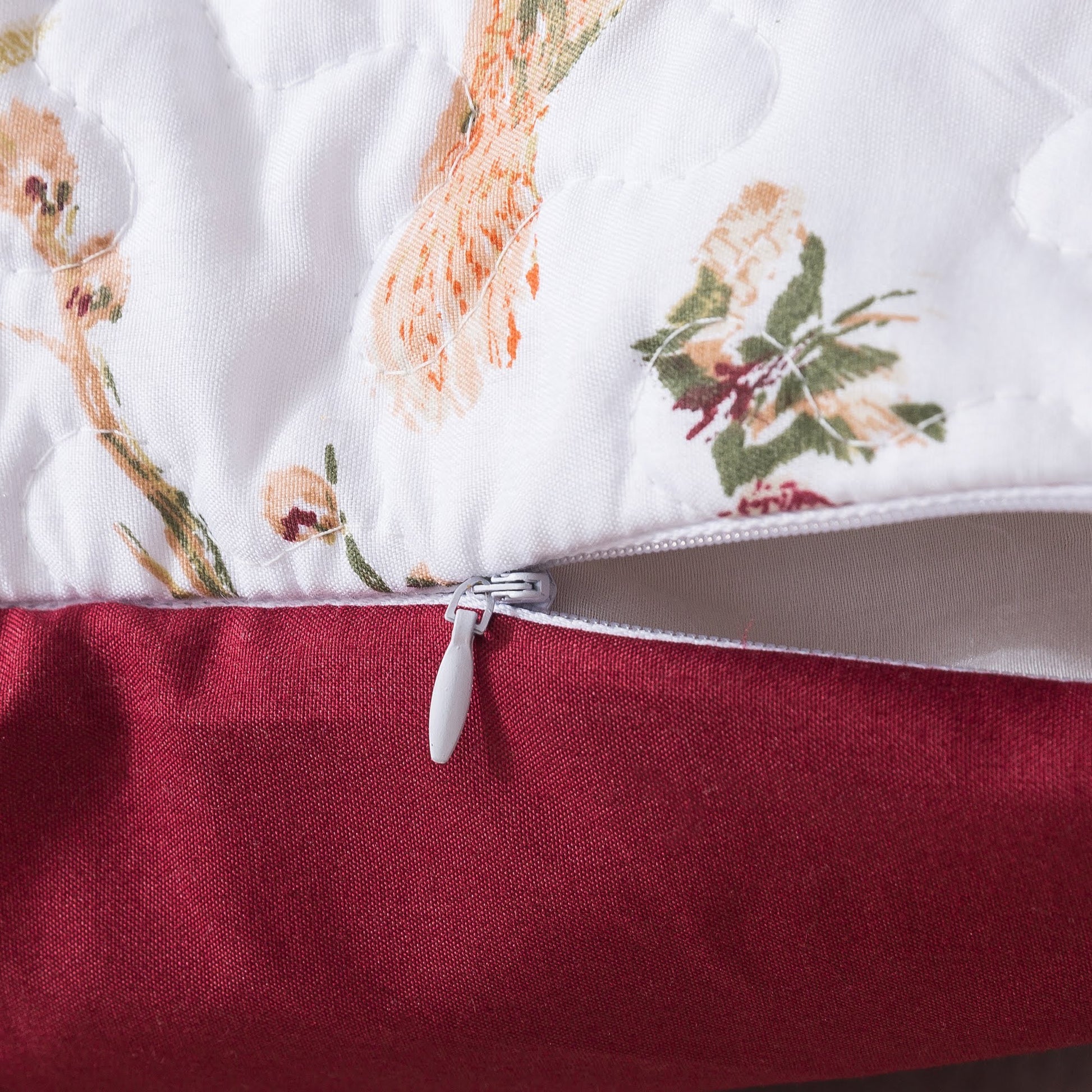 Tache Floral Hummingbirds Burgundy White Vintage Rose Garden Cushion Covers / Euro Sham (SD-7676) - - Euro Sham / Cushion Cover