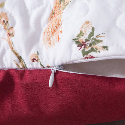 Tache Floral Hummingbirds Burgundy White Vintage Rose Garden Cushion Covers / Euro Sham (SD-7676) - - Euro Sham / Cushion Cover