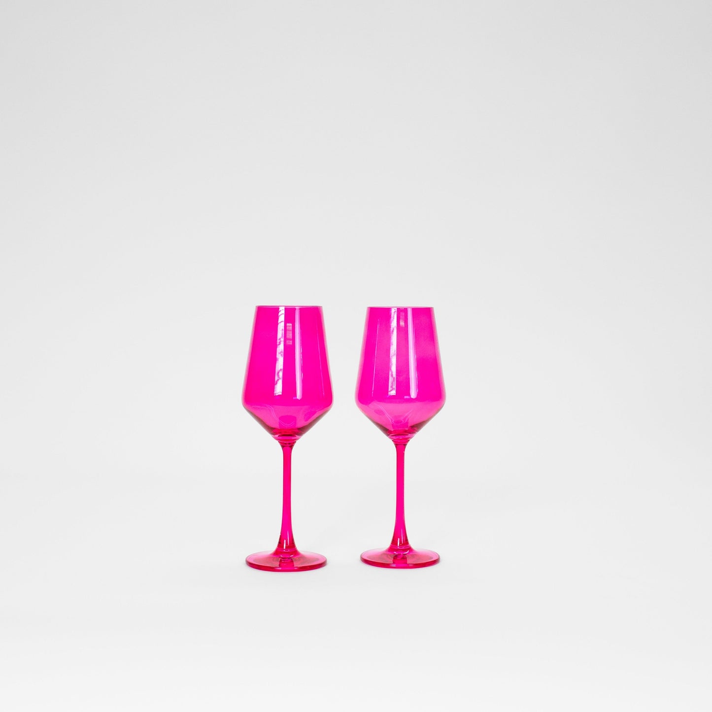 Hot Hot Pink - Colored Wine Glass - 2 Stemmed - Wine Glasses