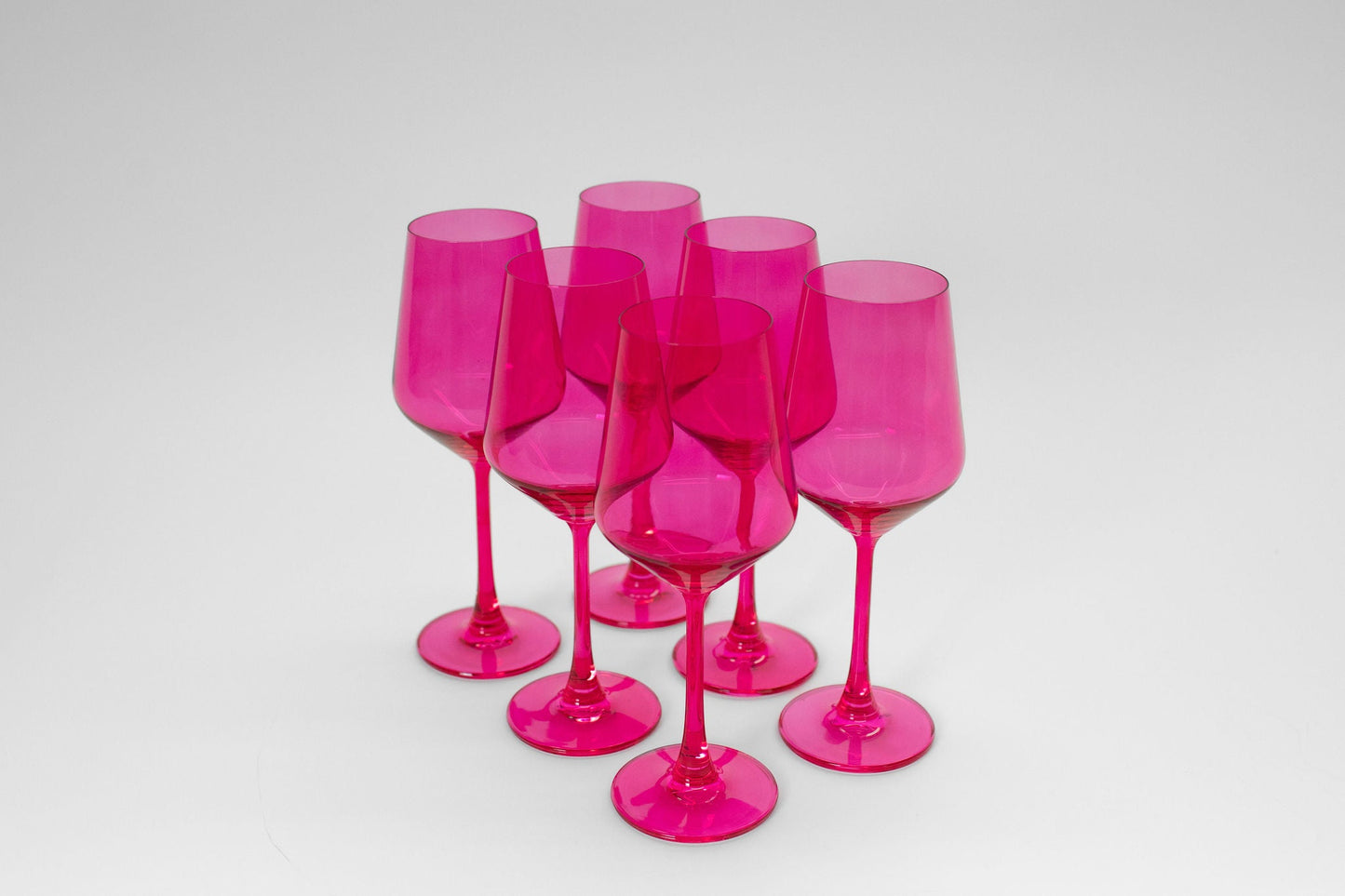Hot Hot Pink - Colored Wine Glass - 6 Stemmed - Wine Glasses