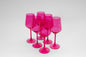 Hot Hot Pink - Colored Wine Glass - 6 Stemmed - Wine Glasses