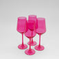 Hot Hot Pink - Colored Wine Glass - 4 Stemmed - Wine Glasses