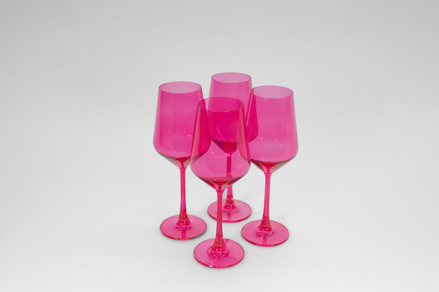 Hot Hot Pink - Stemless Colored Wine Glass - 4 Stemmed - Wine Glasses