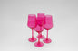 Hot Hot Pink - Stemless Colored Wine Glass - 4 Stemmed - Wine Glasses
