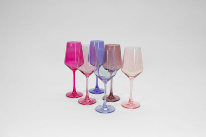 Cotton Candy Collection - Colored Wine Glass Ombre Set of 6 - - Wine Glasses