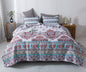DaDa Bedding Bohemian Summertime White Blue Floral Paisley Bedspread Set (KSX-003)- DaDalogy Bedding Collection- {{Product type}}