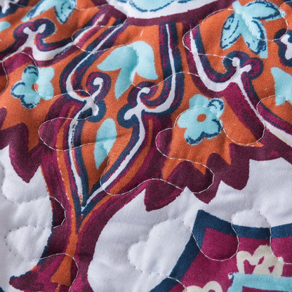 DaDa Bedding Bohemian Summertime White Blue Floral Paisley Bedspread Set (KSX-003)- DaDalogy Bedding Collection- {{Product type}}