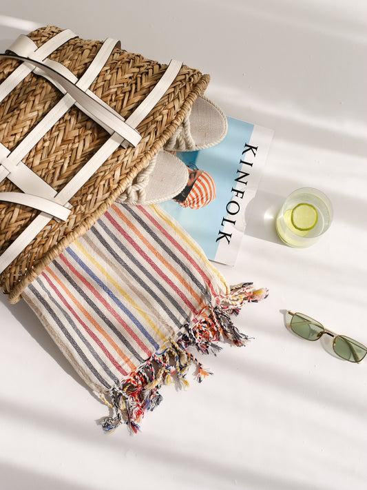 New Rainbow Cotton Linen Towel - Bath Beach Towel 37'' x 73'' (90 cm x 180 cm) - Towels