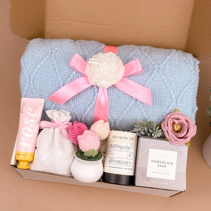 Self Care Gift Boxes for Women – Cozy Blanket & Tea Kit - -