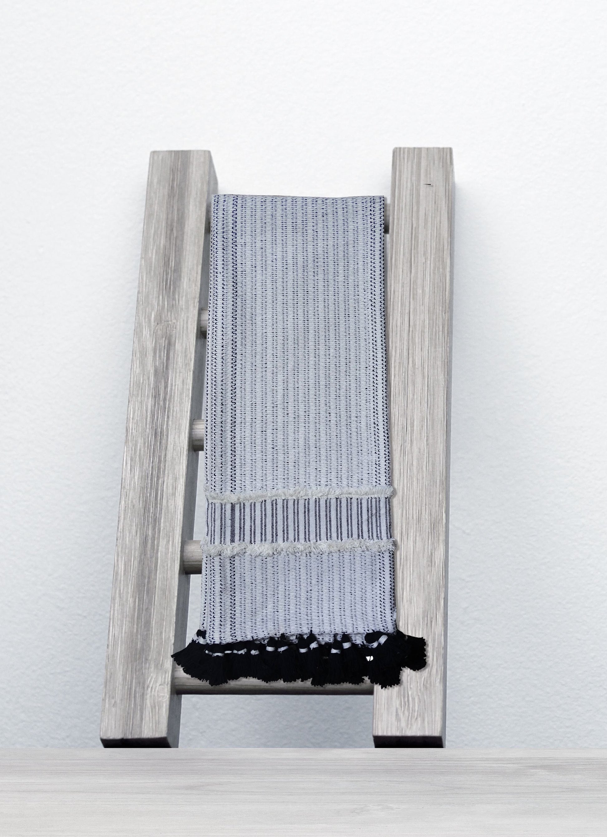 Hand loom Woven Textured Throw Black & Off White - - Home Furnishings