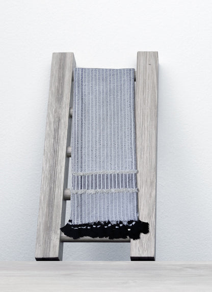 Hand loom Woven Textured Throw Black & Off White - - Home Furnishings