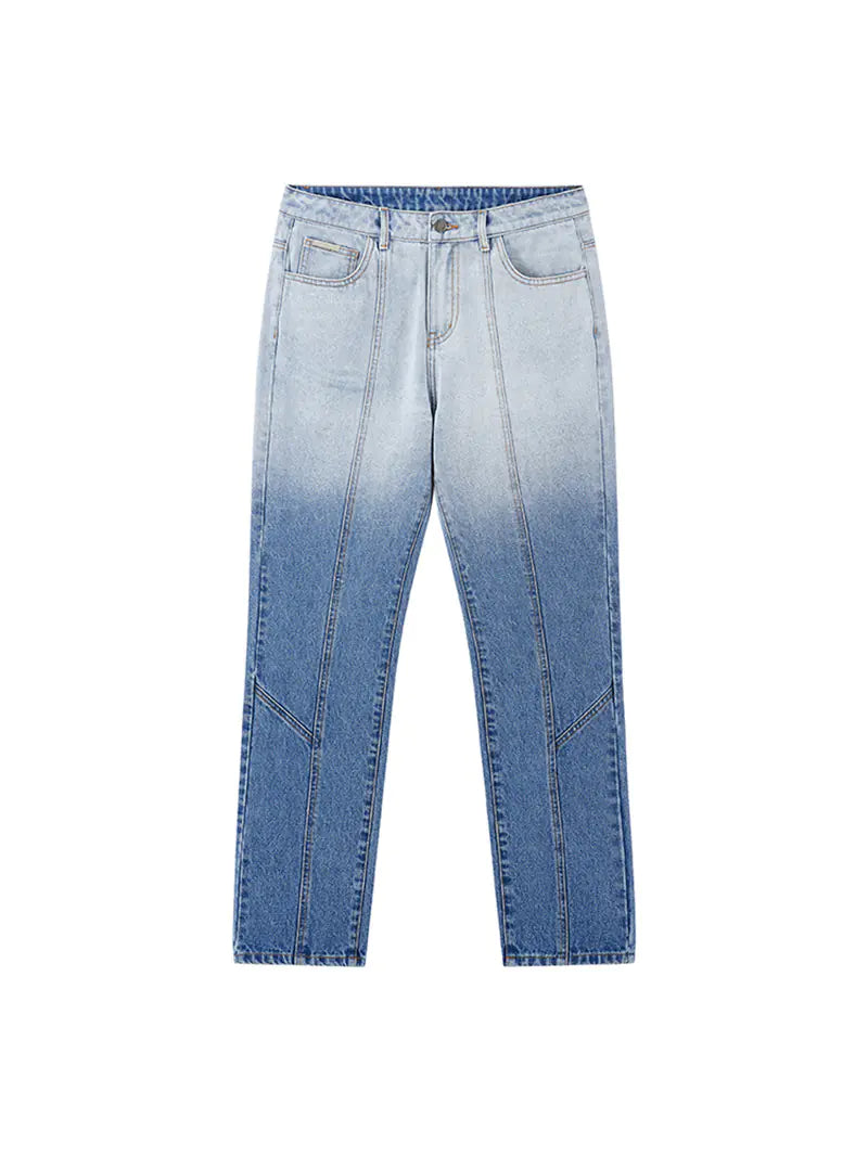 Distressed Washed Gradient Ripped Denim Jeans - - jeans