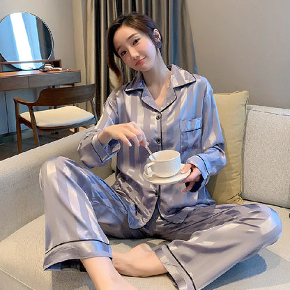 Silk Striped Pajama Set