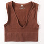 Vintage Seamless Deep V-Neck Crop Top Brown Extra Large