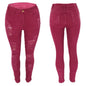 High-Rise Distressed Skinny Jeans in Burgundy & Olive Kia Day Design