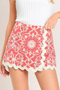 BEACH DATE DENIM SKORT - RED - PANTS