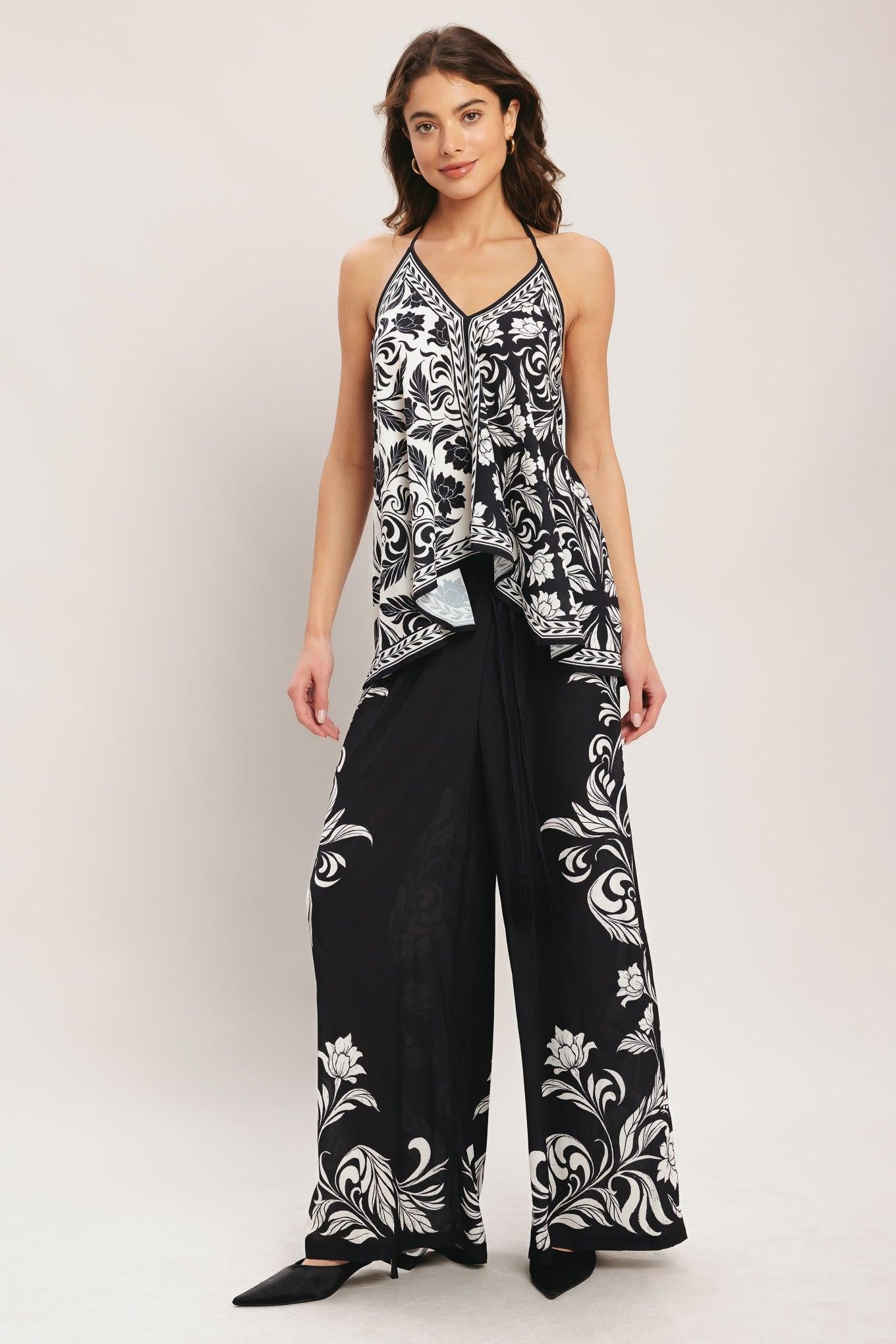 BLACK RIVIERA WOVEN PANTS - - PANTS