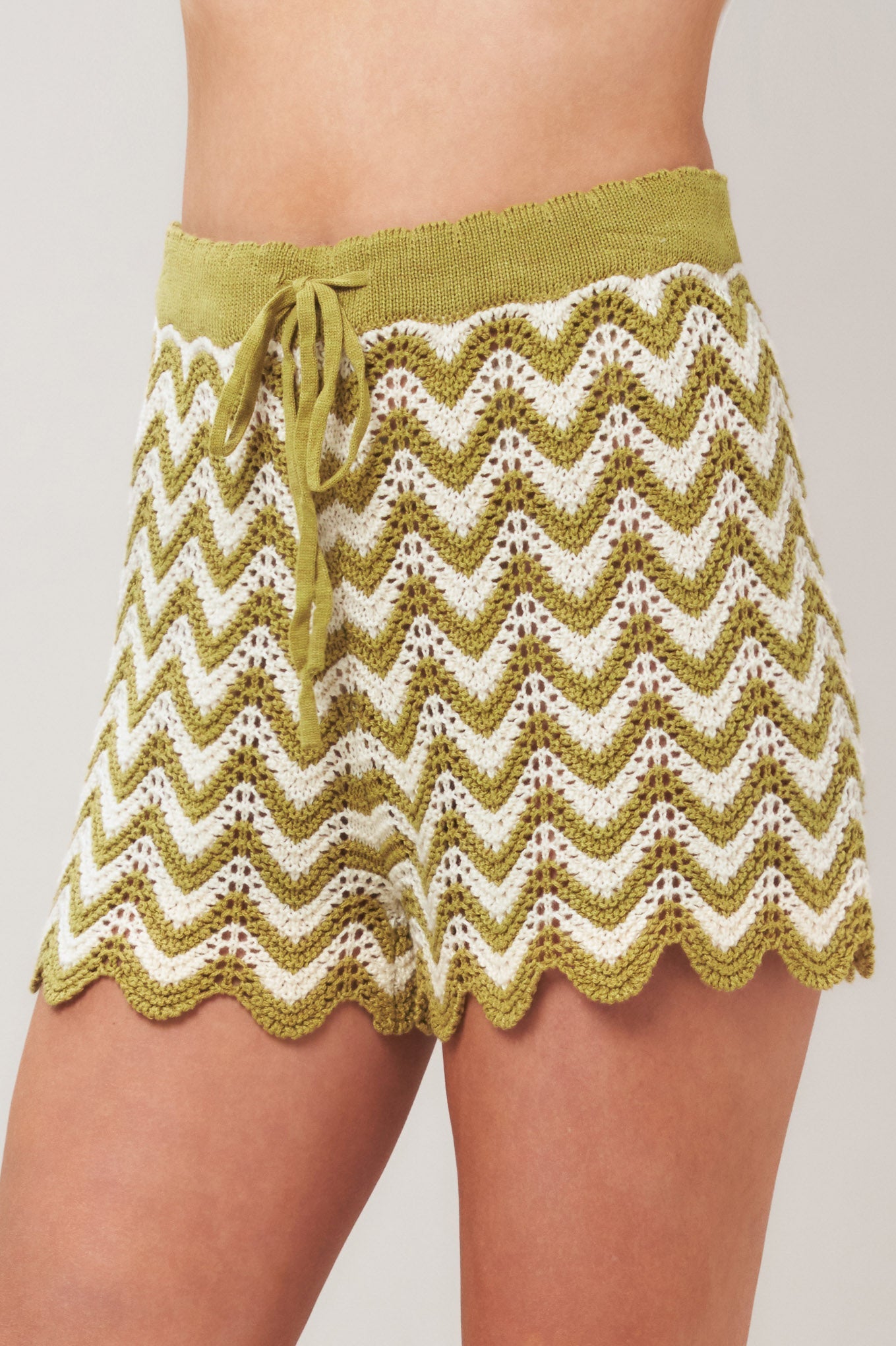 SUNSET STITCH CROCHET KNIT SHORTS - - SHORTS