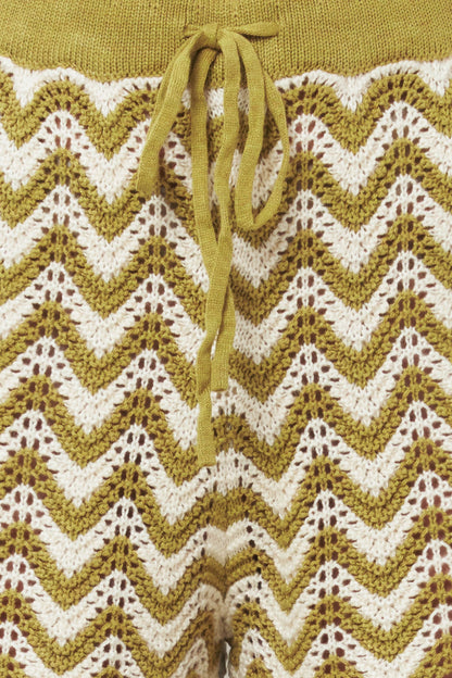 SUNSET STITCH CROCHET KNIT SHORTS - - SHORTS