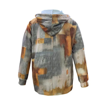 Elegant Long Sleeve Button Hooded Shirt Sweatshirt for Women - Kia Day Design