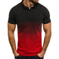 3D Gradual Change Short Sleeve Polo Shirt - Red S - shirt