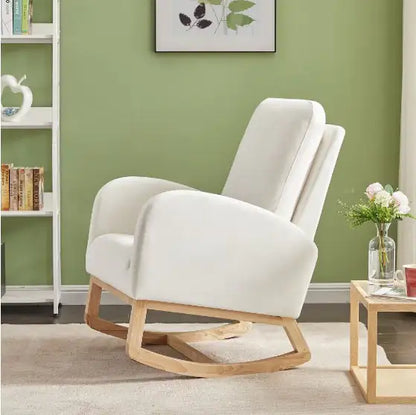 Beige Velvet Rocking Chair - - rocking chair