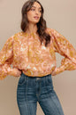 PAISLEY BREEZE WOVEN JACQUARD TOP - CAMEL - TOPS
