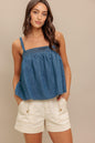 URBAN SERENITY DENIM TOP - MEDIUM INDIGO - TOPS