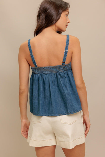 URBAN SERENITY DENIM TOP - - TOPS