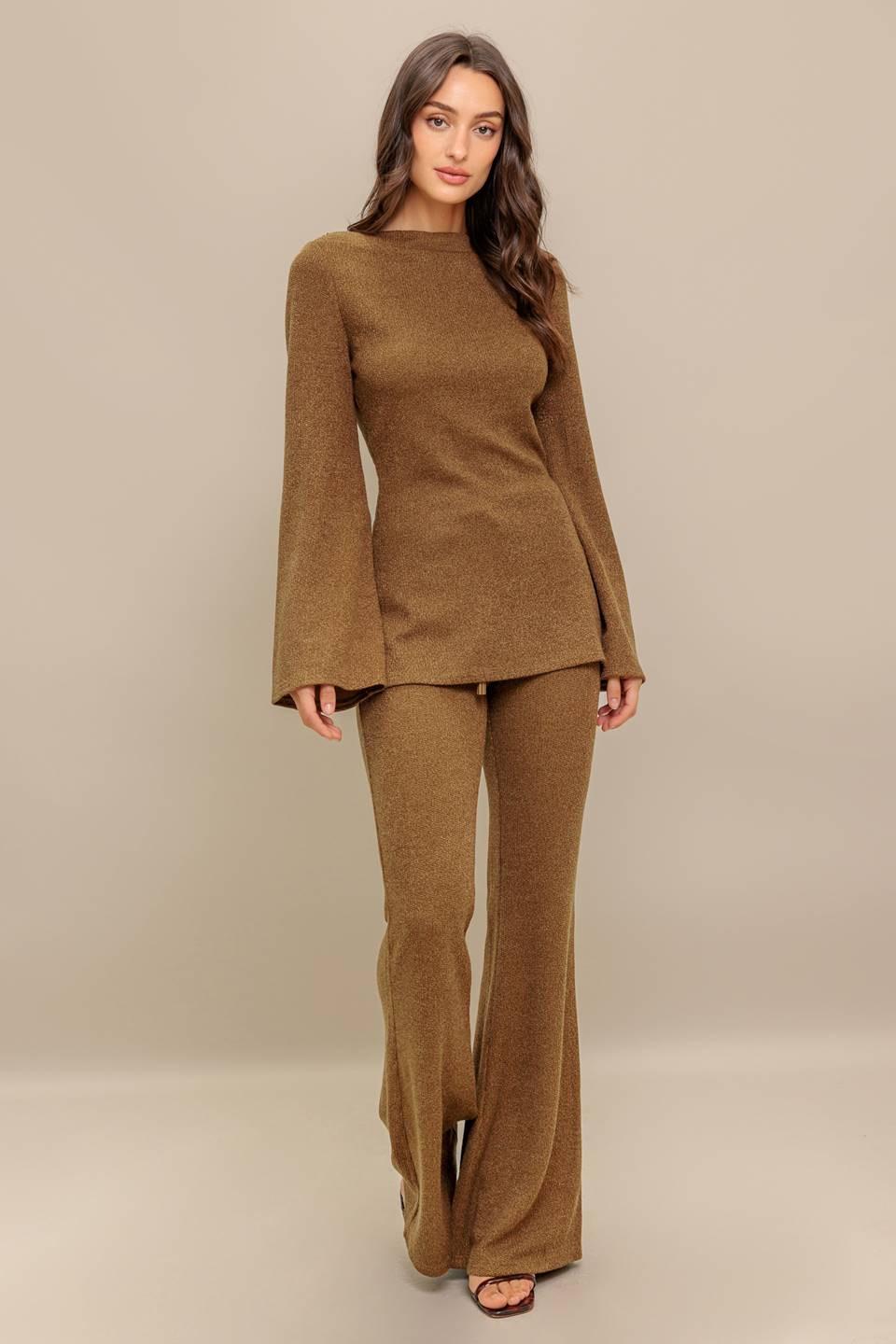 FLARE TOUCH SOLID TUNIC TOP - - TOPS