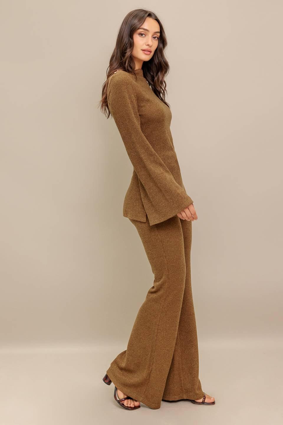 FLARE TOUCH SOLID TUNIC TOP - - TOPS