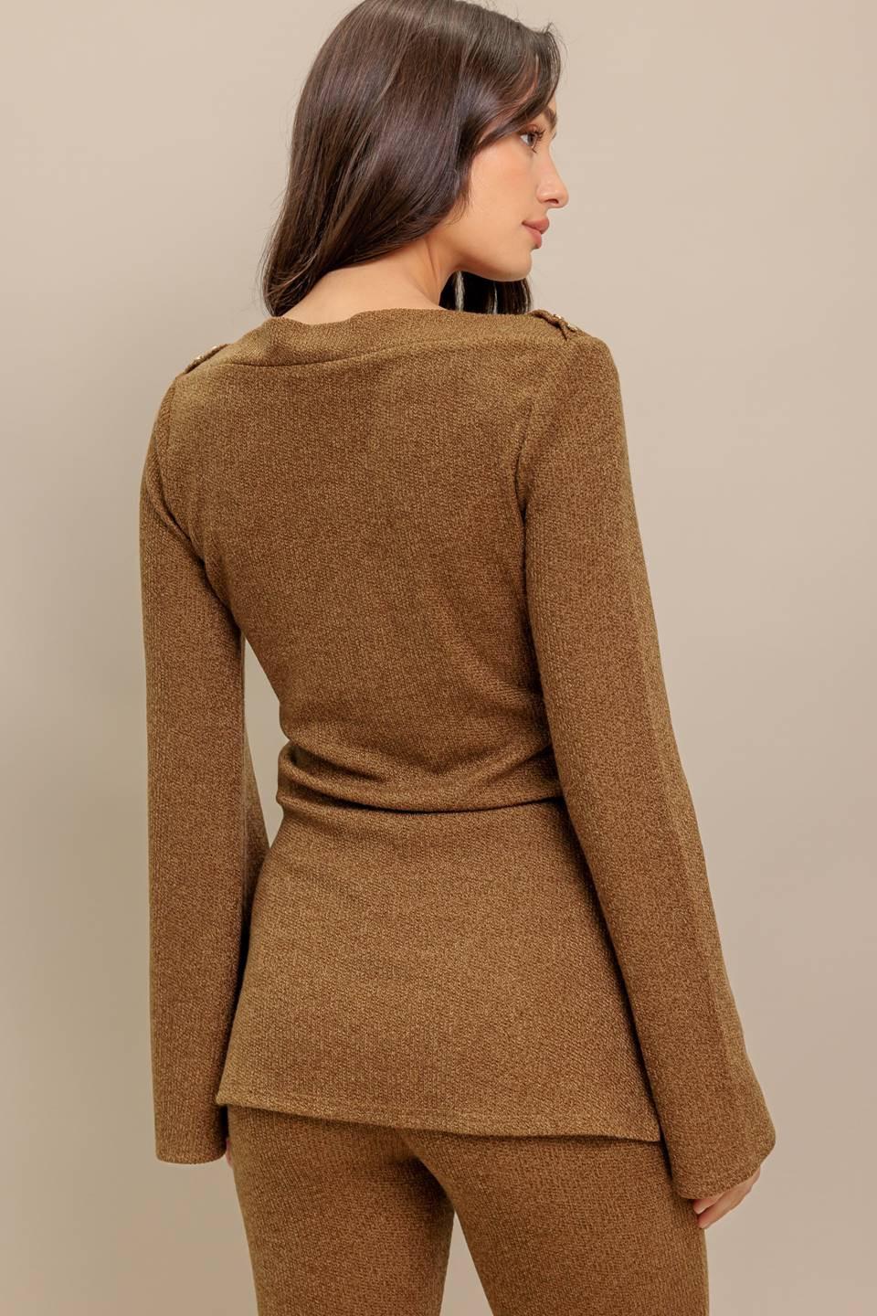 FLARE TOUCH SOLID TUNIC TOP - - TOPS