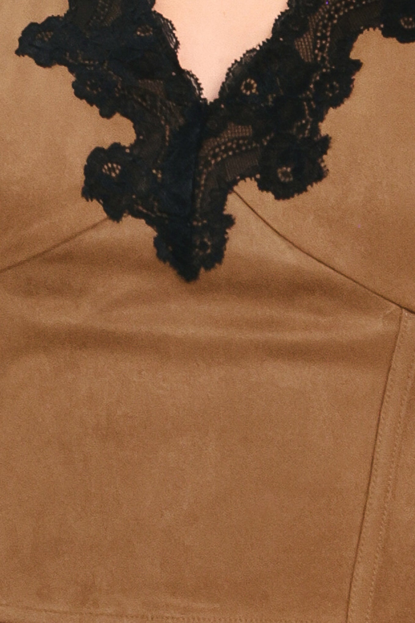 UMBER LACE AFTERGLOW FAUX SUEDE CROP TOP - - TOPS