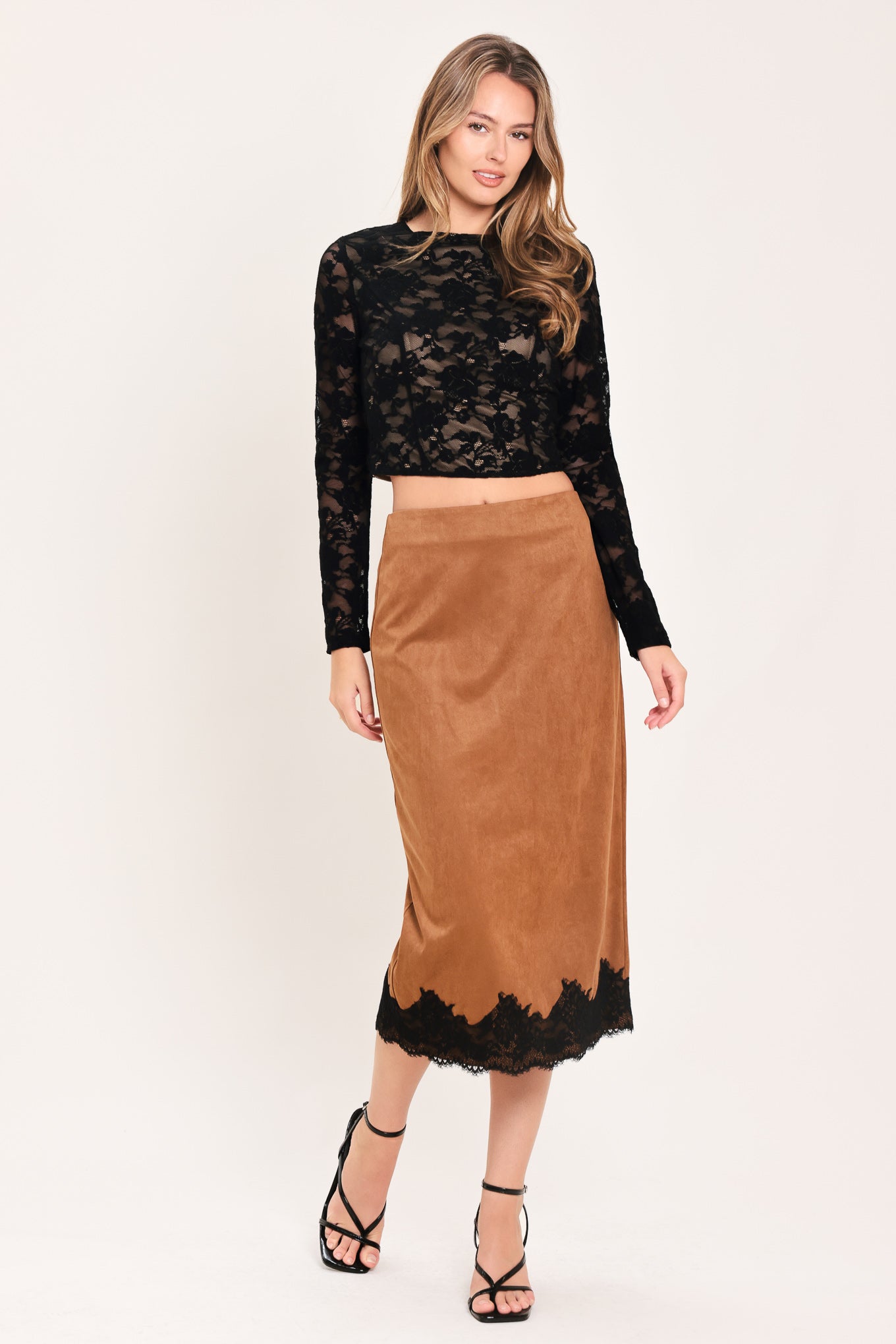 NOIR LACE MOONRISE WOVEN LACE CROP TOP - - TOPS