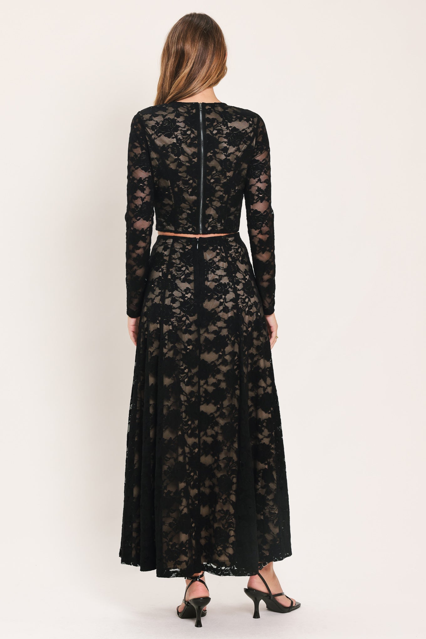 NOIR LACE MOONRISE WOVEN LACE CROP TOP - - TOPS
