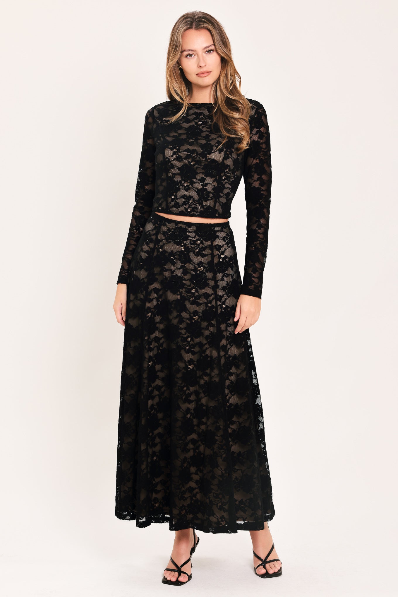 NOIR LACE MOONRISE WOVEN LACE CROP TOP - - TOPS